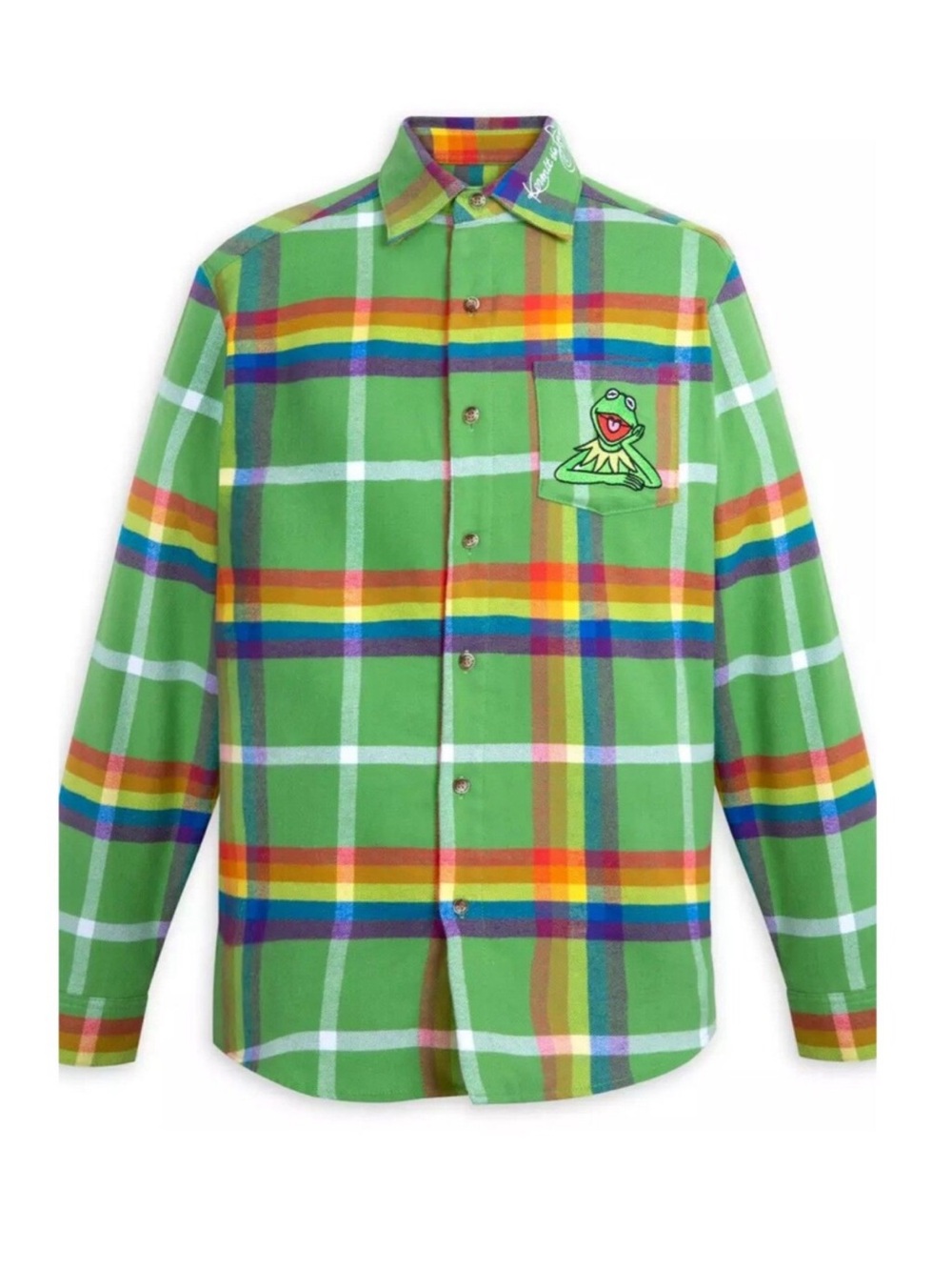 Disney x Cakeworthy Kermit The Frog Flannel Shirt Adult Muppets Button Up NWOT - Picture 2 of 8